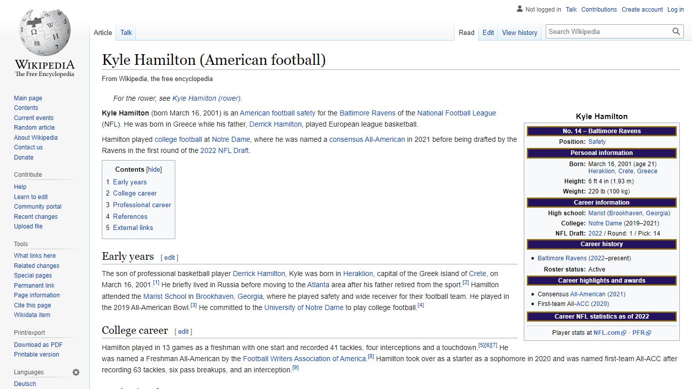 Kyle Hamilton (American football) - Wikipedia